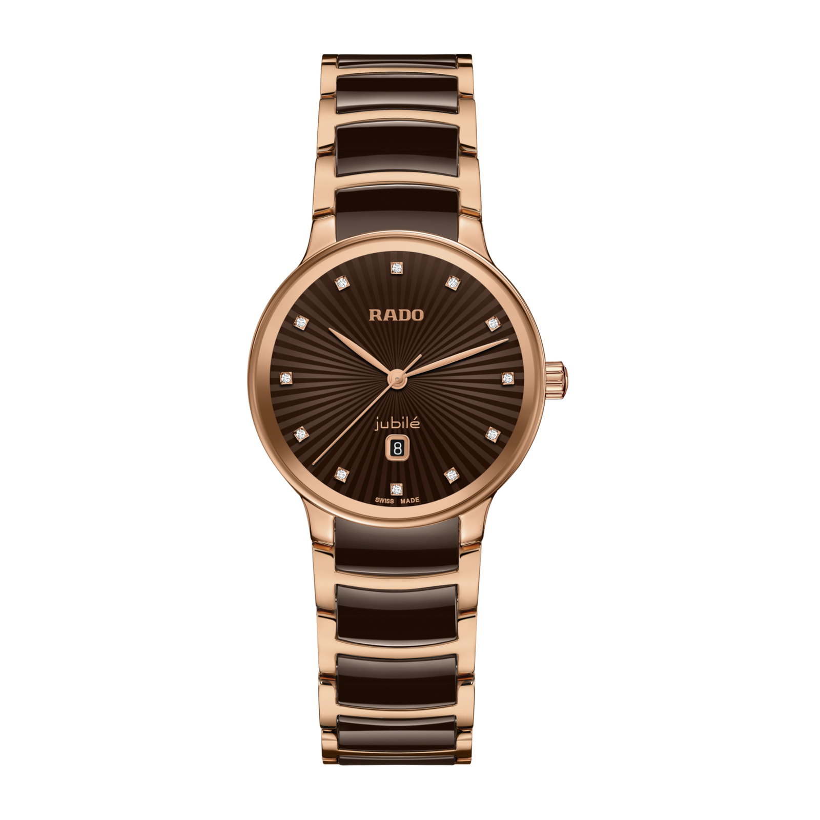 Rado Centrix Diamonds Quartz Brown Dial Rose Gold-Tone Watch R30024732