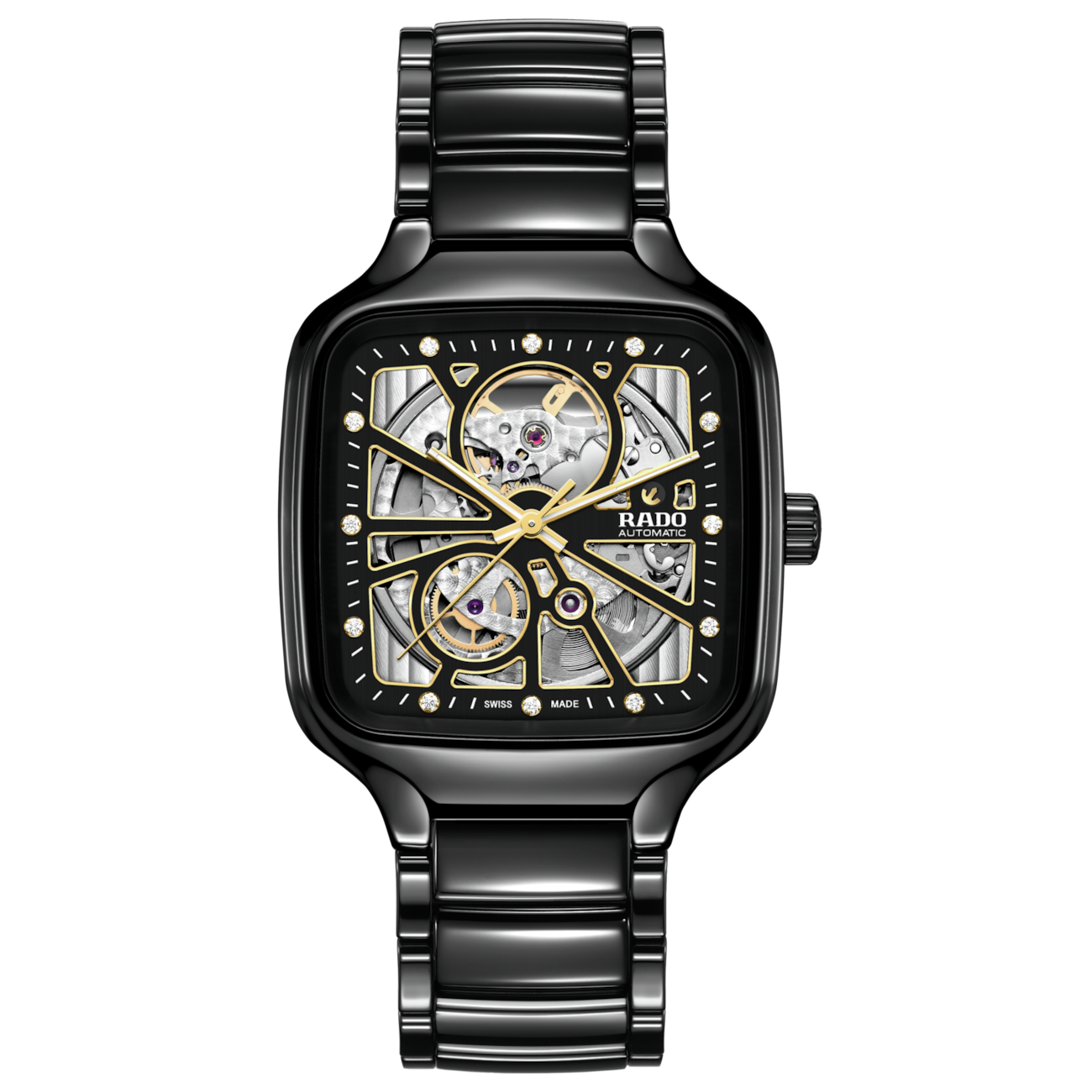 Rado True Square Automatic Open Heart Black Dial Watch R27086712