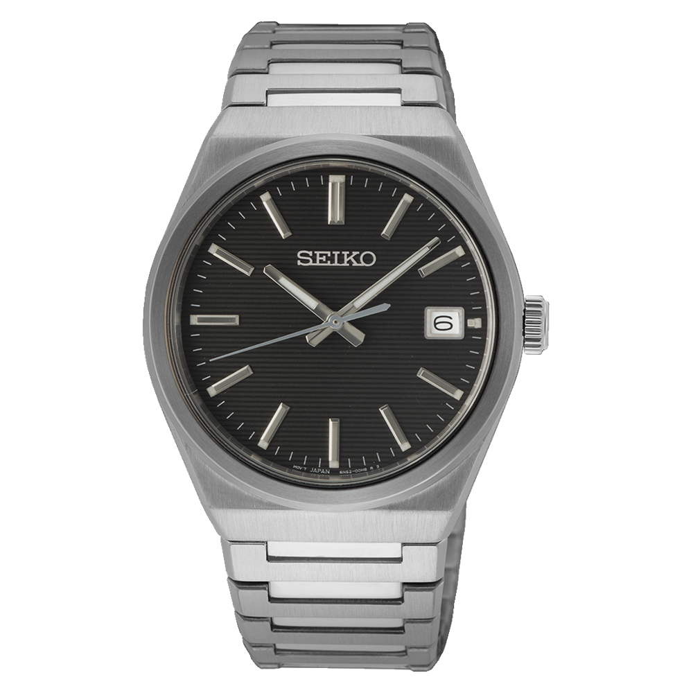 Seiko Black Dial Date Quartz Essentials Analog Watch SUR557