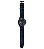 Swatch Kaicco Black Dial Blue Strap Chronograph Swiss Quartz Watch SUSB406