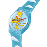 Swatch The Simpsons Angel Bart Light Blue Watch with Bart Cupid and Clouds SO28Z115