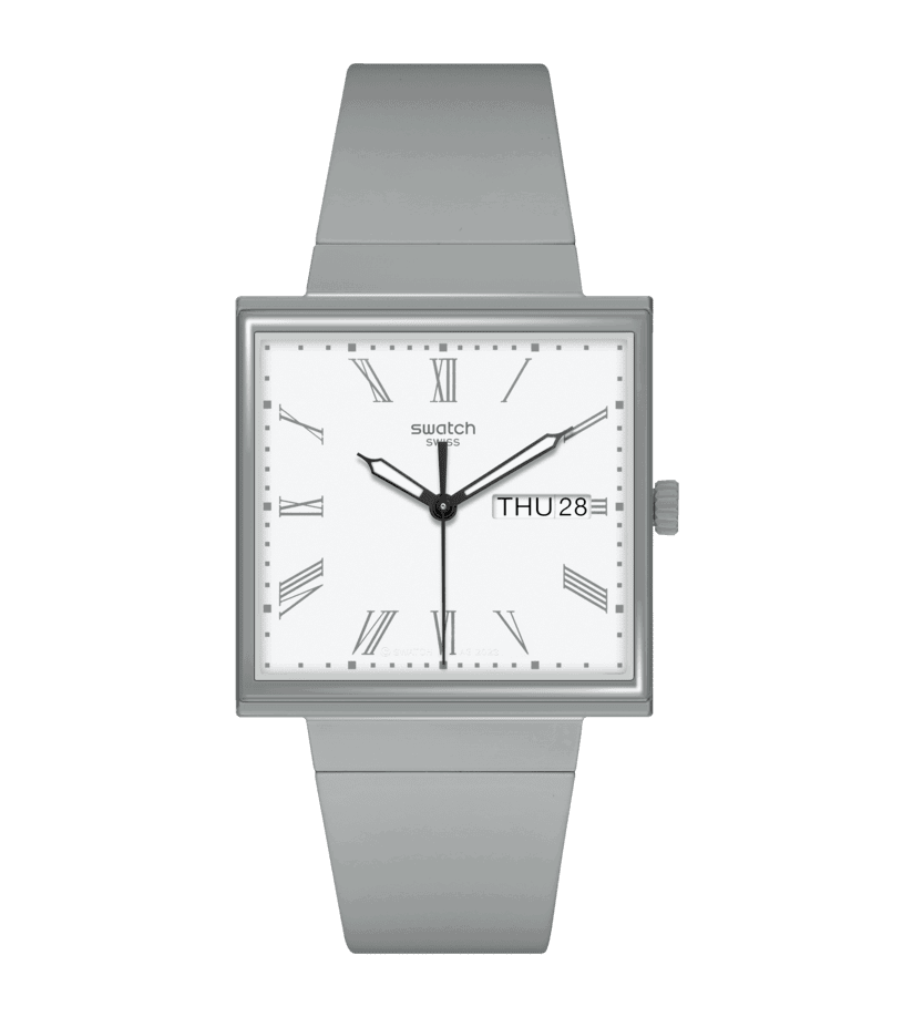 Swatch WHAT IF…GRAY? Square Bioceramic Unisex Watch SO34M700