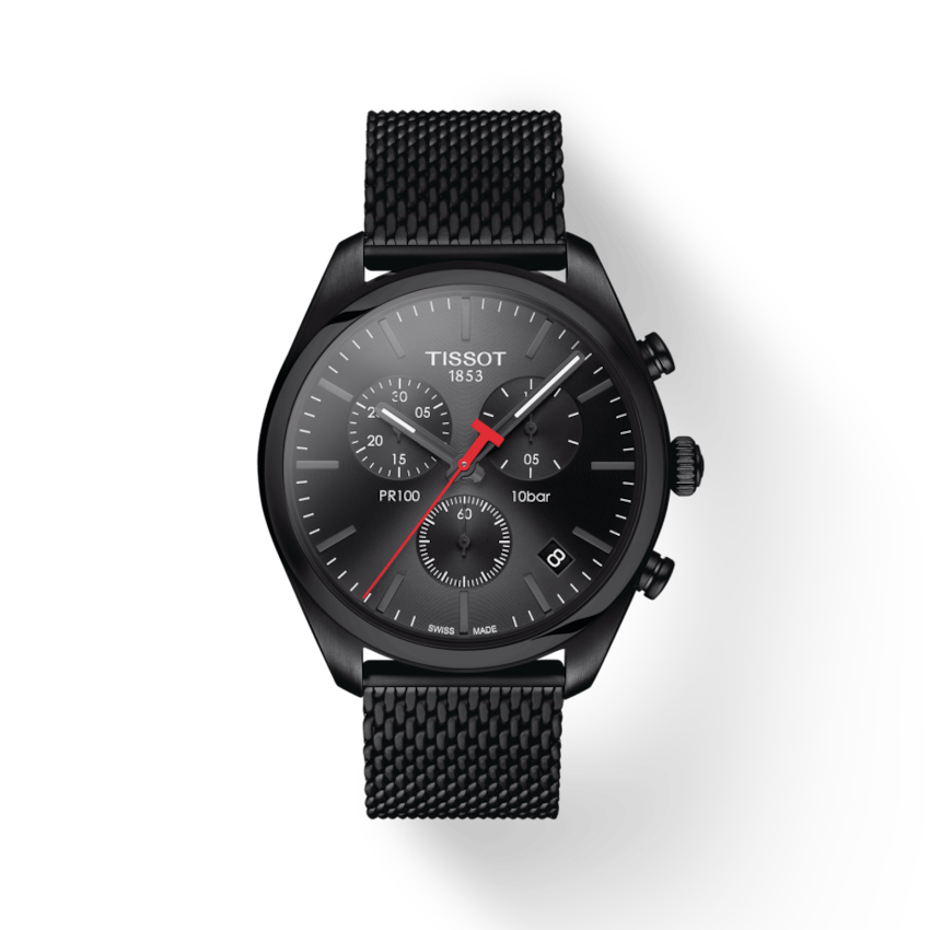 Tissot PR 100 Chronograph Black Dial Mesh Band Men's Watch T101.417.33.051.00