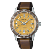 Seiko SRPL75J1 Presage Ship from Taiwan Presage Automatic Style 60s Yellow Gold Dial Leather Japan Made - Bijoux Eclore