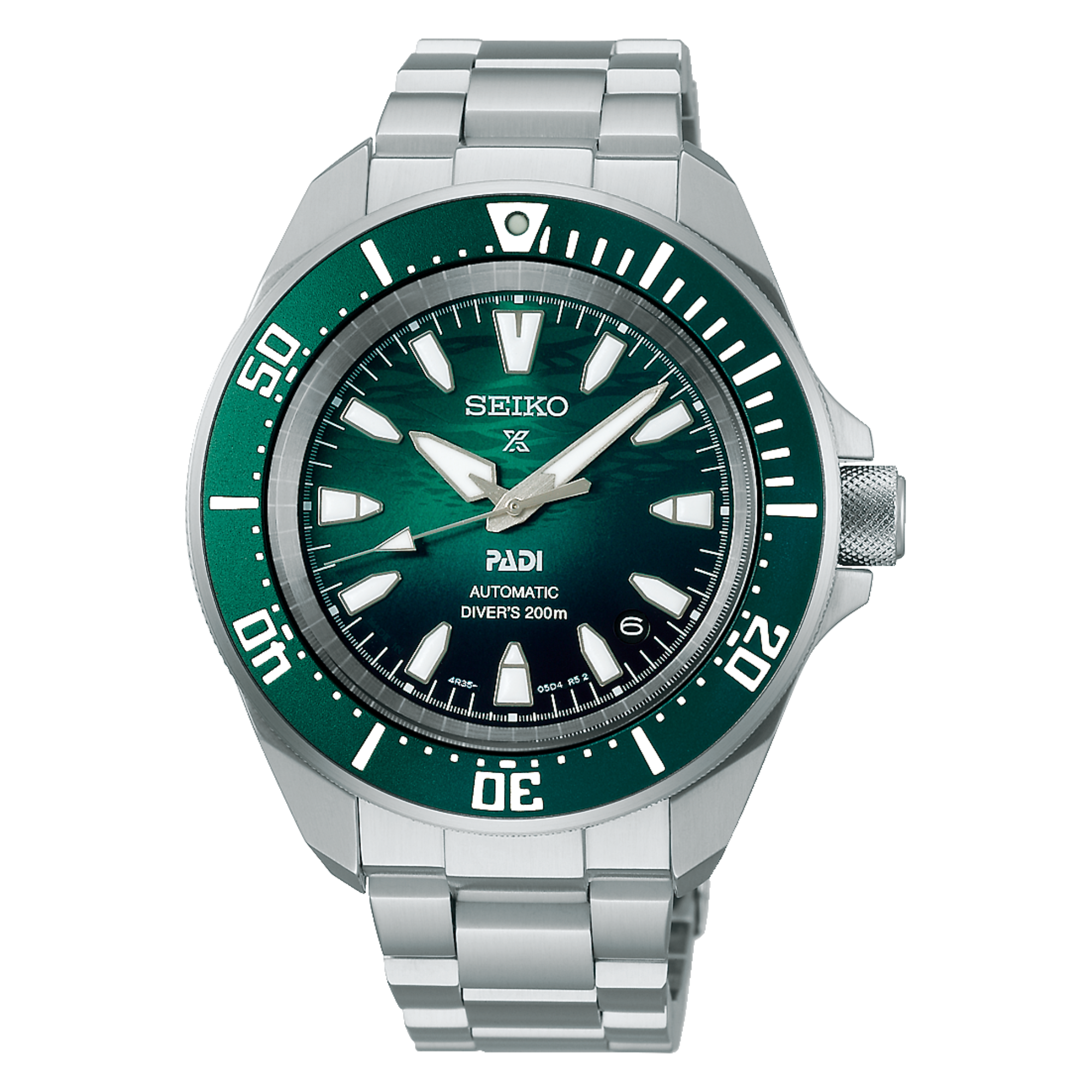 Seiko SRPL53K1 Prospex PADI 60th Anniversary 4R Compact Mechanical Diver’s Watch in Underwater Green - Bijoux Eclore