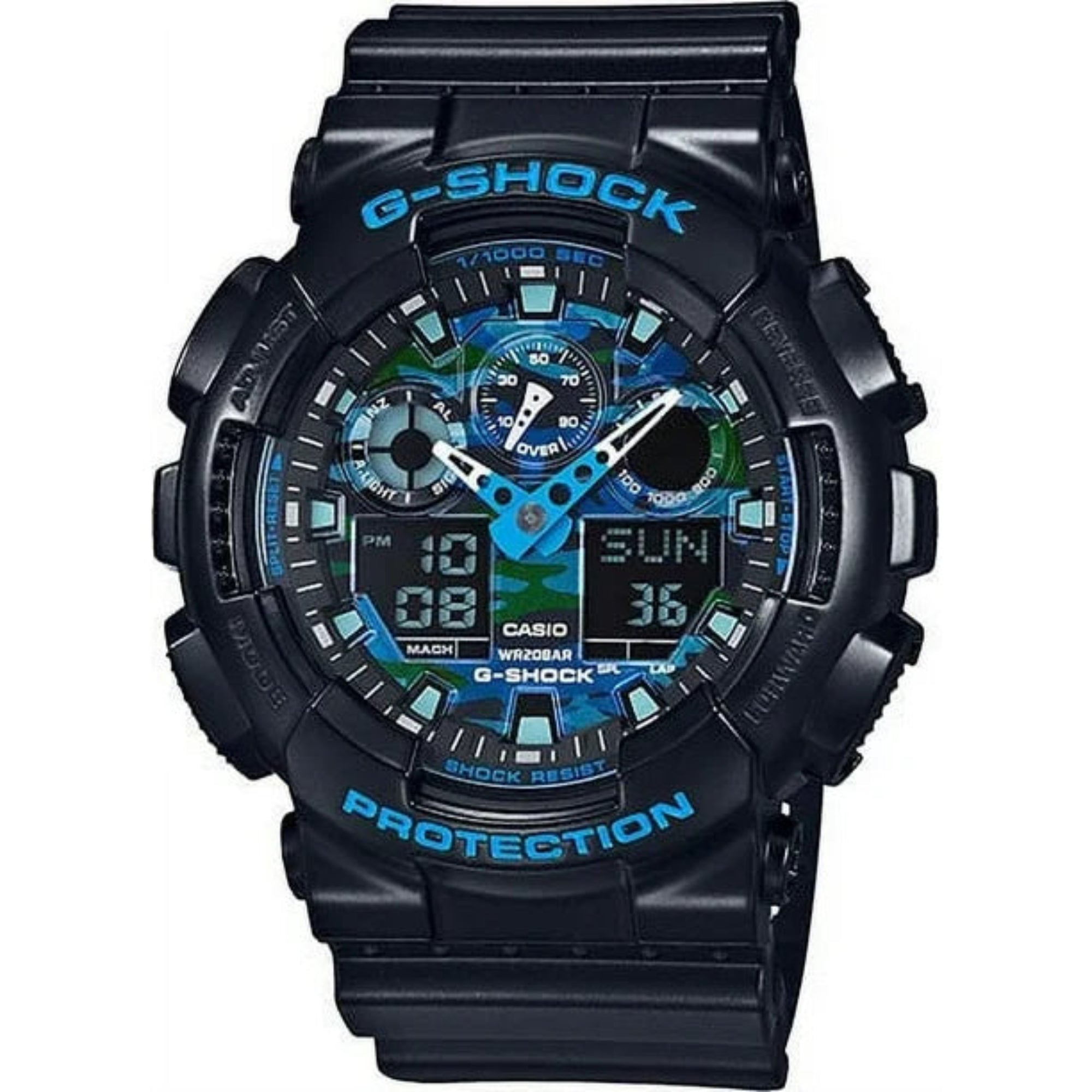 Casio GA100CB-1A G-Shock GA-100 Series Analog-Digital Blue Chrono Watch - Bijoux Eclore