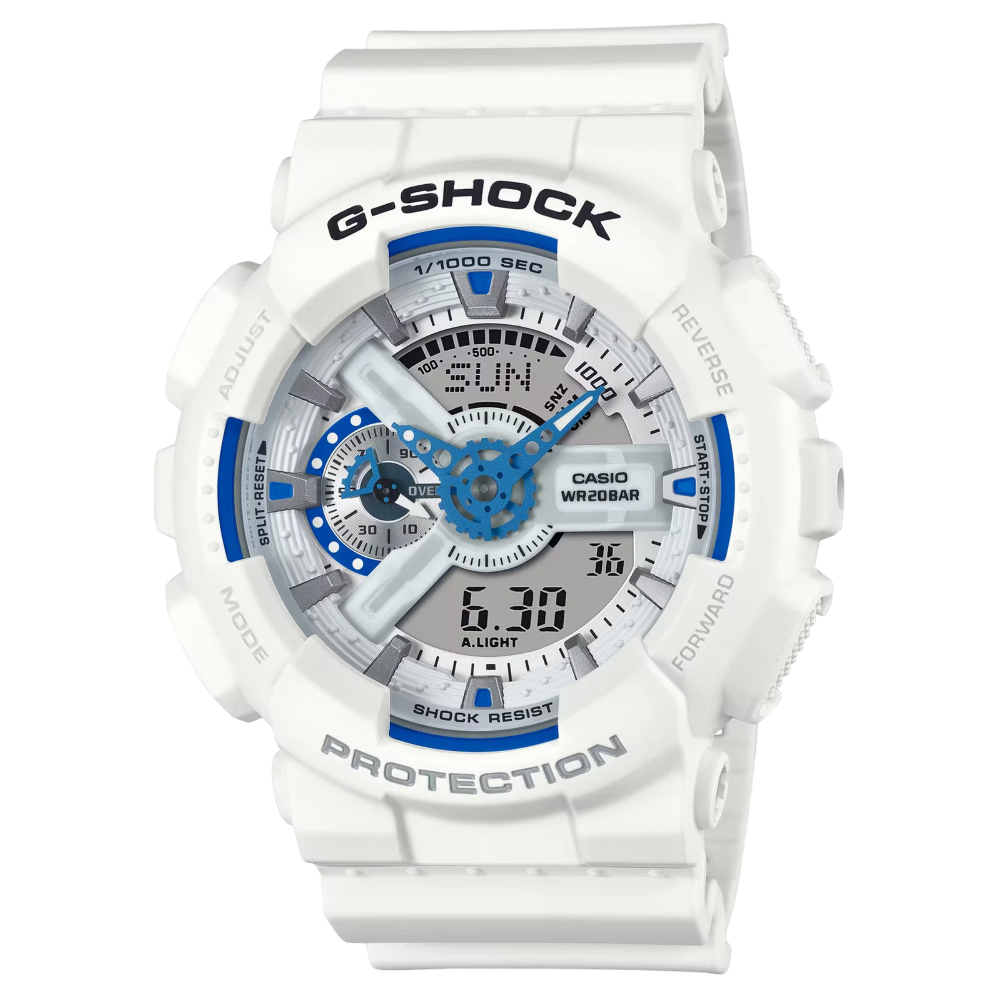 G-Shock GA110HDS-7A Summer Seas White and Blue Lume Dial Ana-Digi Resin - Bijoux Eclore