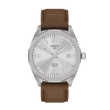 Tissot T1514221603100 PRC 100 Solar Quartz 39mm Mens Watch Silver Leather - Bijoux Eclore