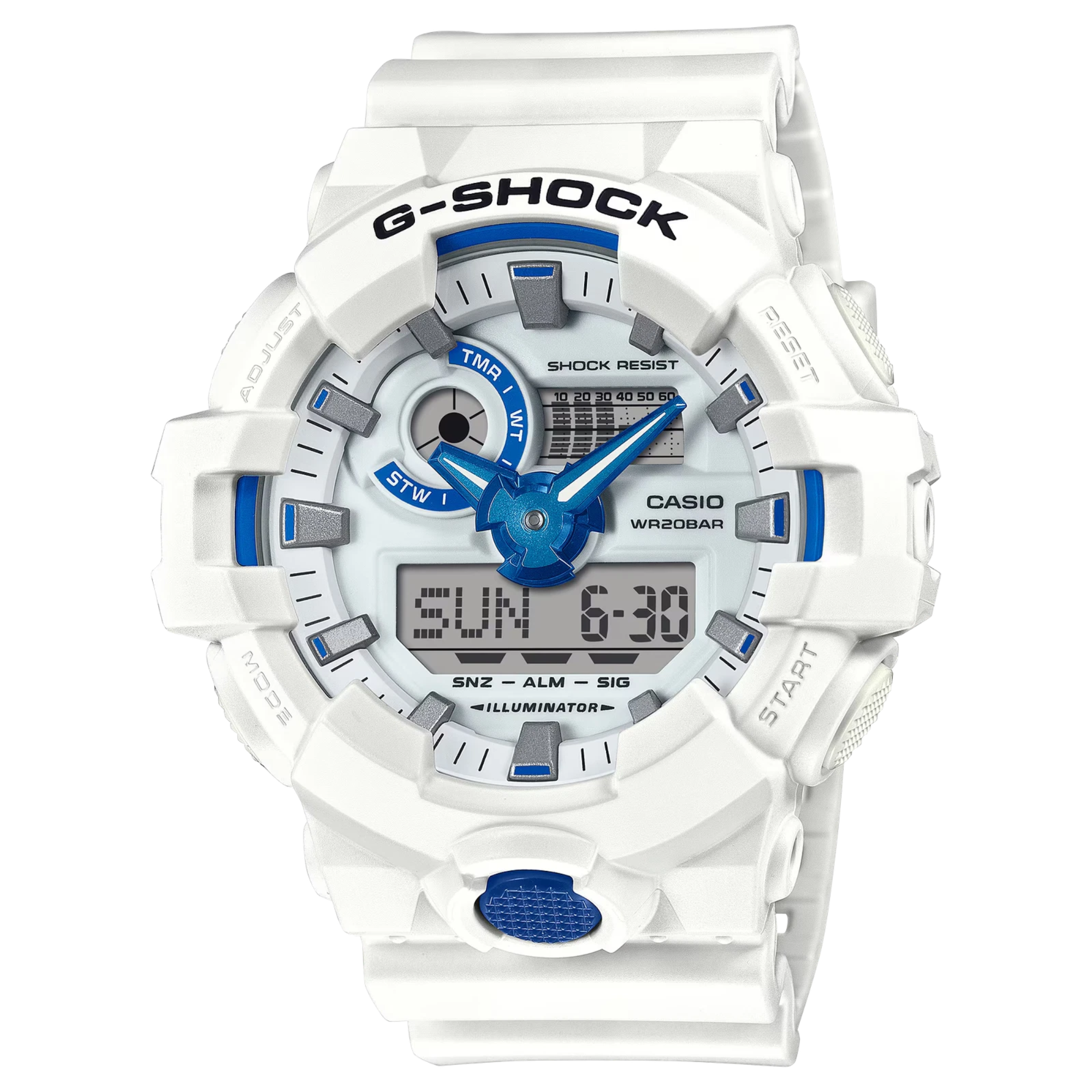 G-Shock GA700HDS-7A Summer Seas White and Blue Lume Dial Ana-Digi - Bijoux Eclore
