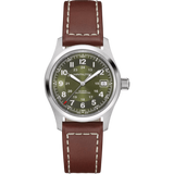 Hamilton Khaki Field Auto 38mm Green Dial Brown Leather Band Watch H70455560 - Bijoux Eclore