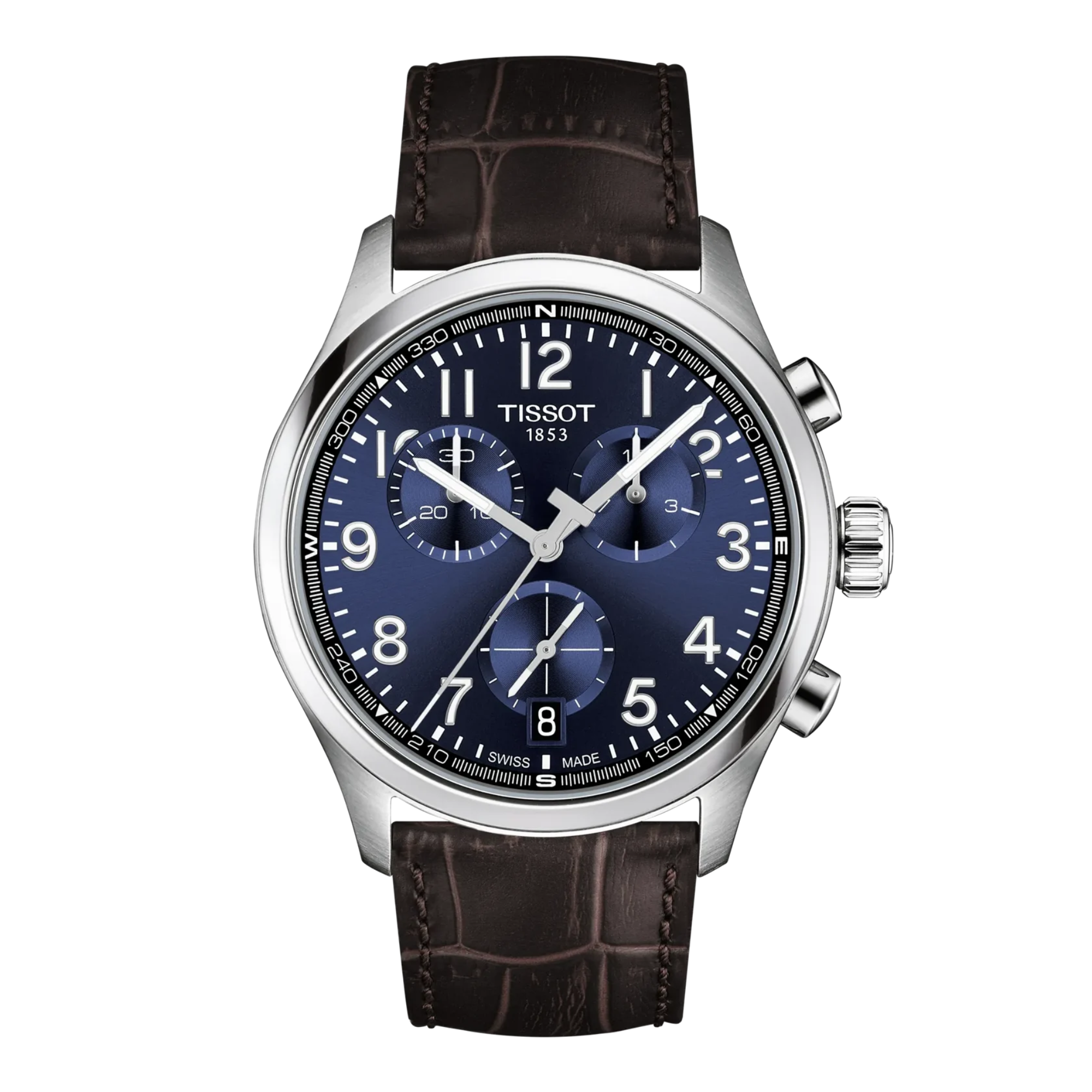 Tissot Gent XL Chronograph 42mm Blue Dial Brown Leather Strap Watch T116.417.16.042.00 - Bijoux Eclore