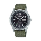 Casio MTPS120L-3AV Men's Solar Day and Date Green Nylon Strap 42mm Watch - Bijoux Eclore