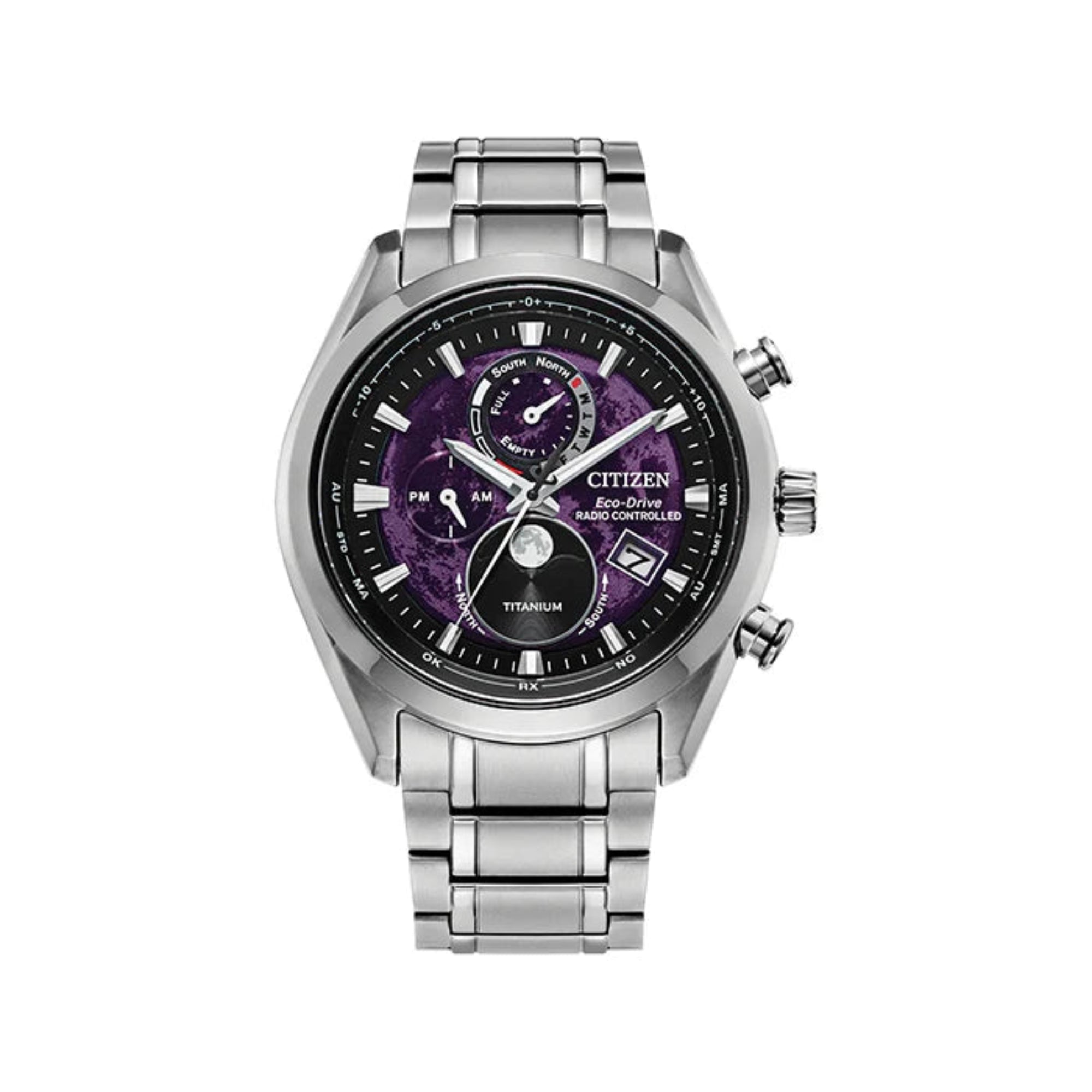 Citizen Tsuki-yomi A-T Purple Dial Super Titanium Bracelet BY1010-81Z - Bijoux Eclore