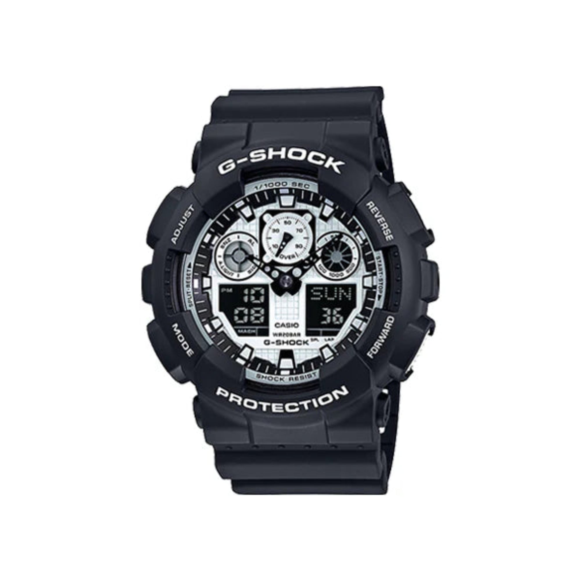 G-Shock White and Black GA100BW-1A - Bijoux Eclore