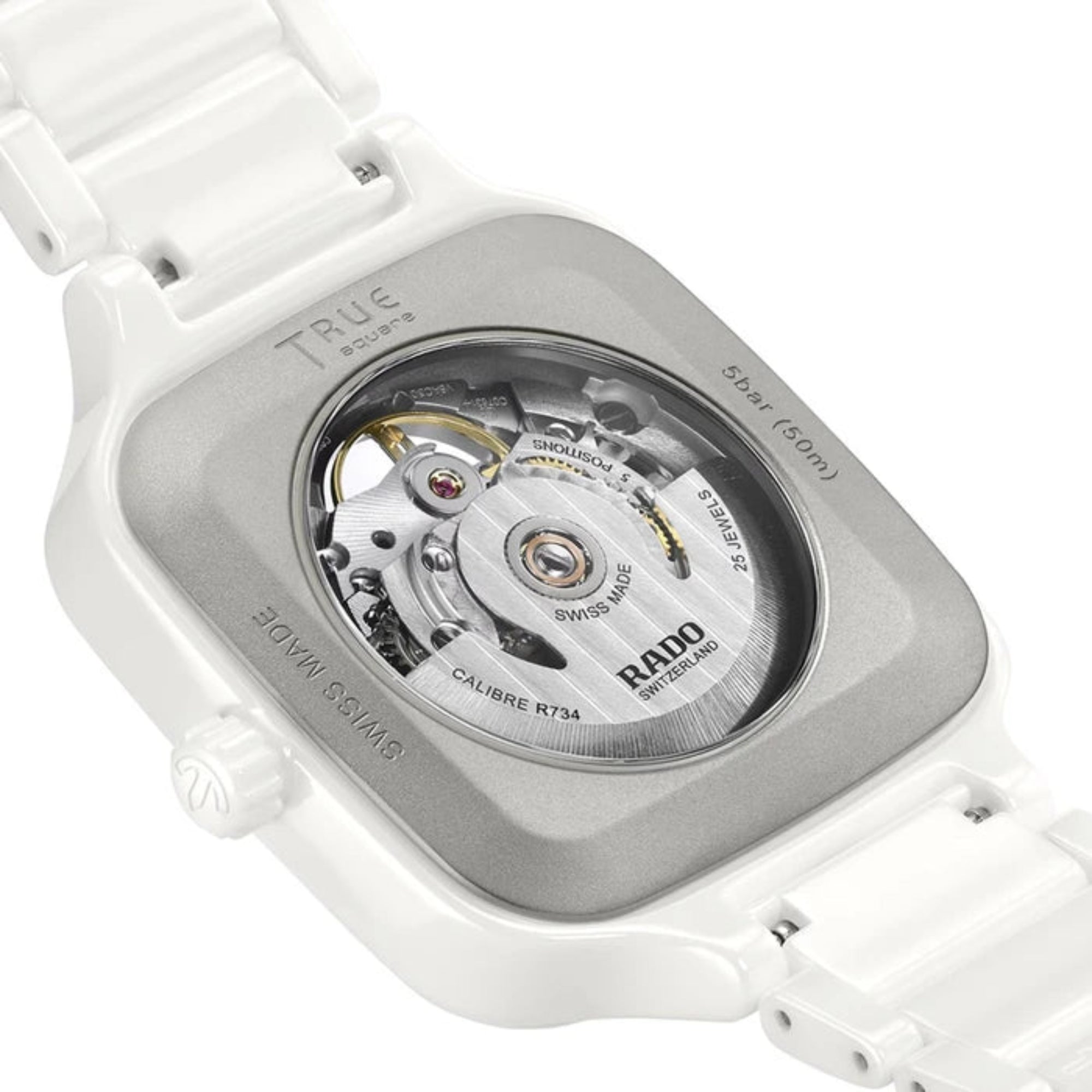 Rado R27073712 True Square Automatic Open Heart White Watch - Bijoux Eclore