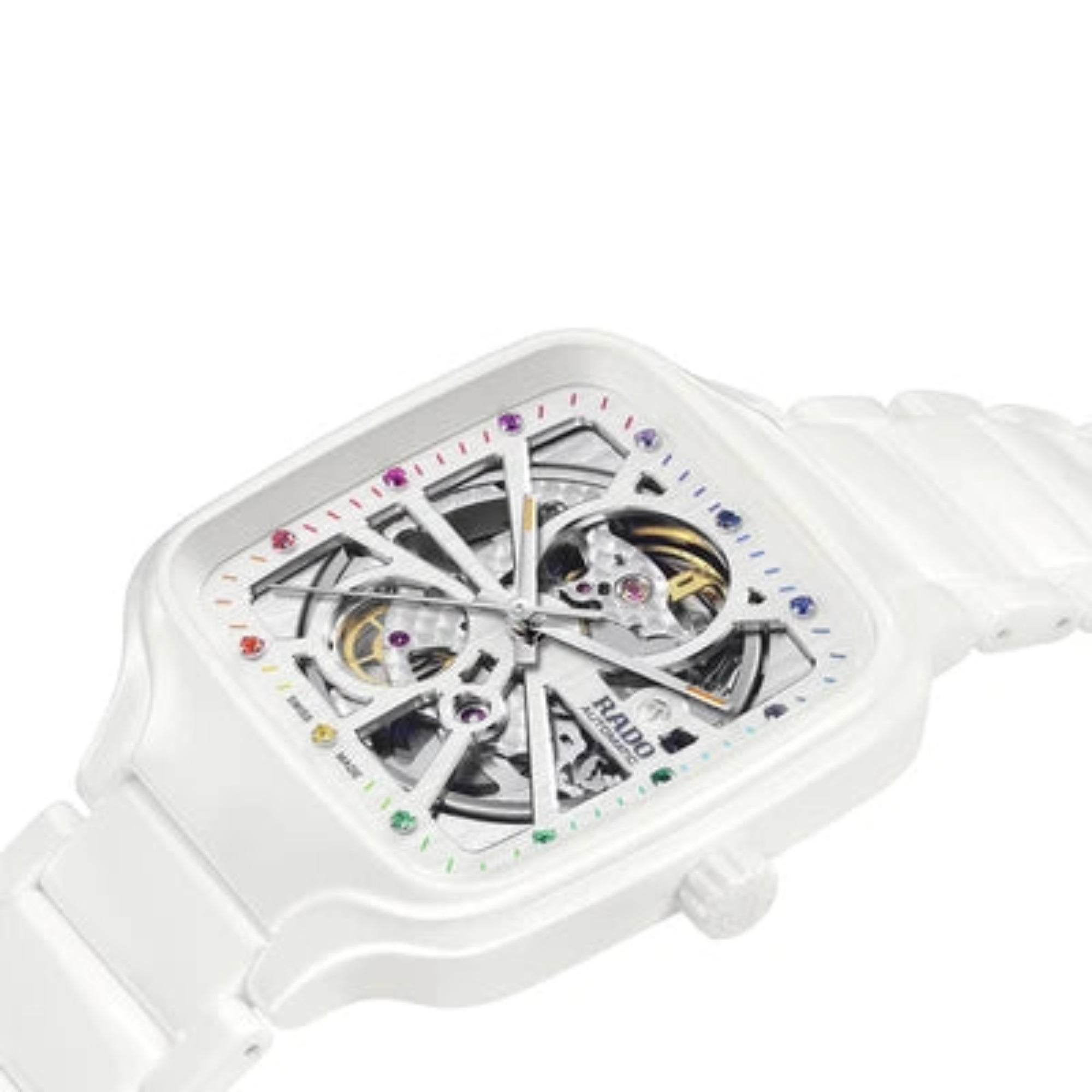 Rado R27073712 True Square Automatic Open Heart White Watch - Bijoux Eclore