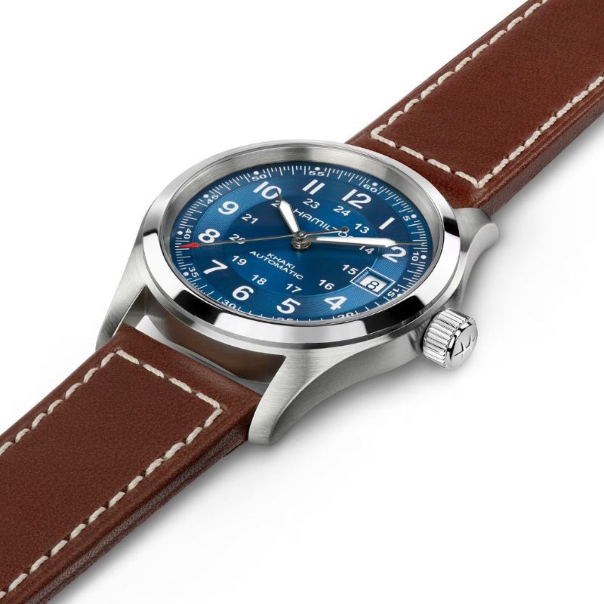 Hamilton Khaki Field Blue Dial Leather Strap Men’s Watch H70455540 - Bijoux Eclore