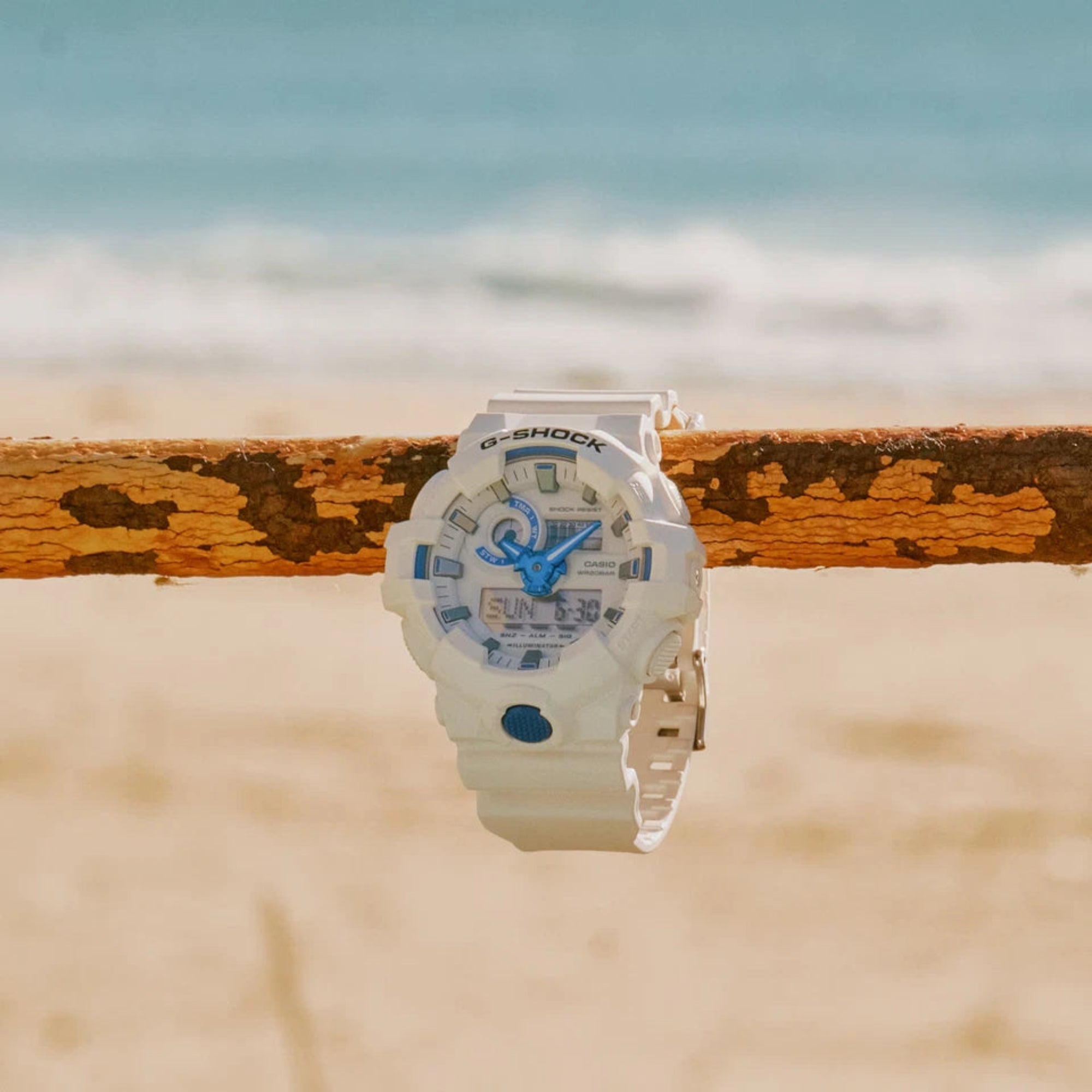 G-Shock GA700HDS-7A Summer Seas White and Blue Lume Dial Ana-Digi - Bijoux Eclore