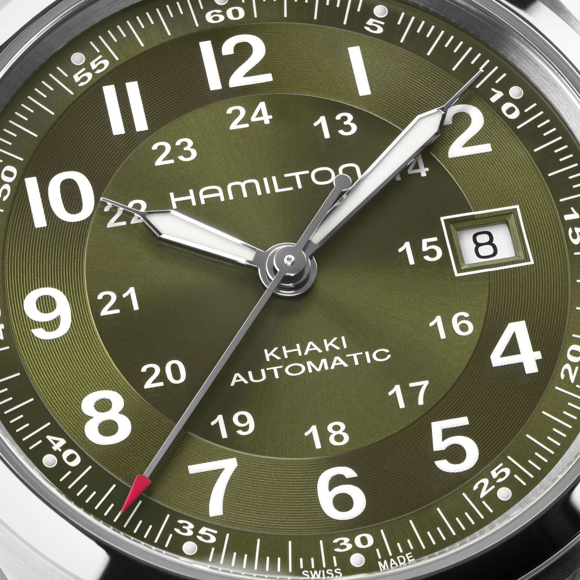 Hamilton Khaki Field Green Dial Leather Strap Men’s Watch H70605560 - Bijoux Eclore