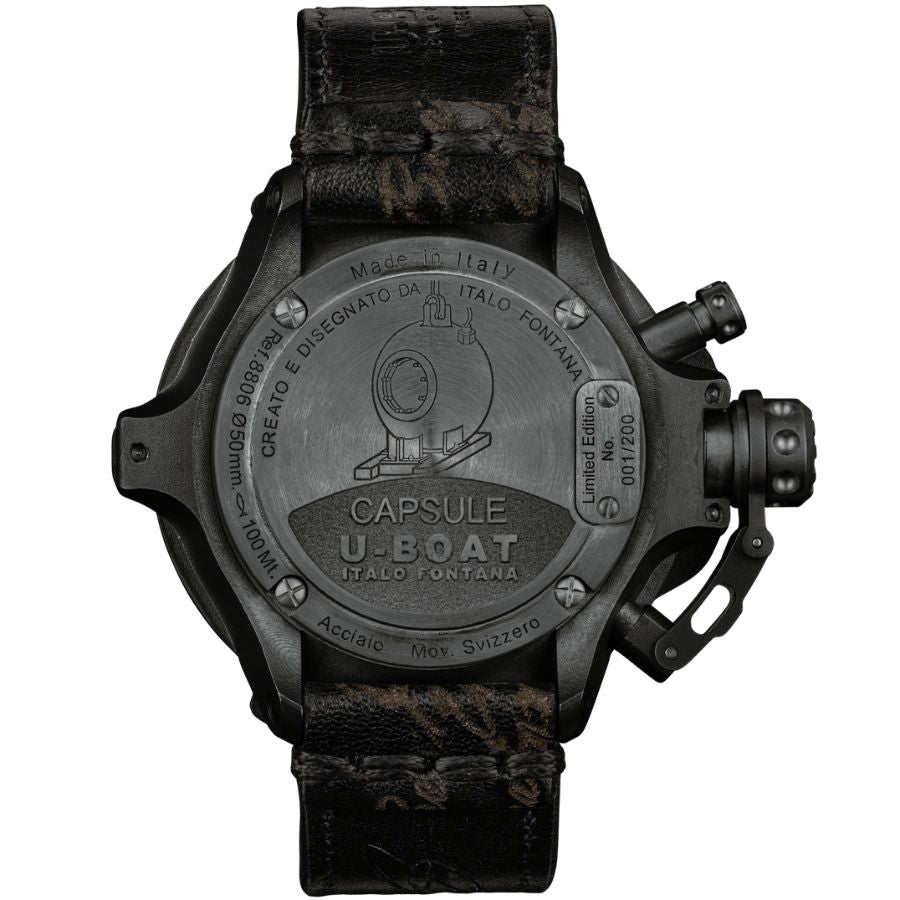 U-Boat Capsule 50 mm PVD BK BL Automatic Watch 8806 - Bijoux Eclore