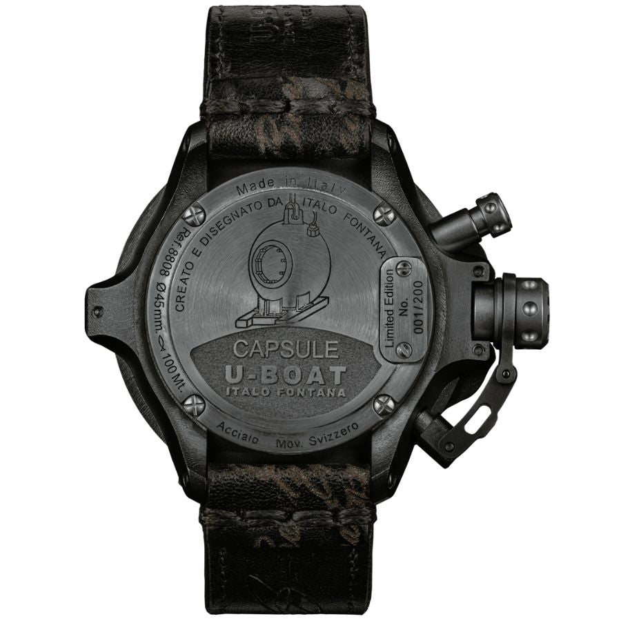 U-Boat 8808 Mens Watch Capsule PVD BK BL 45mm - Bijoux Eclore