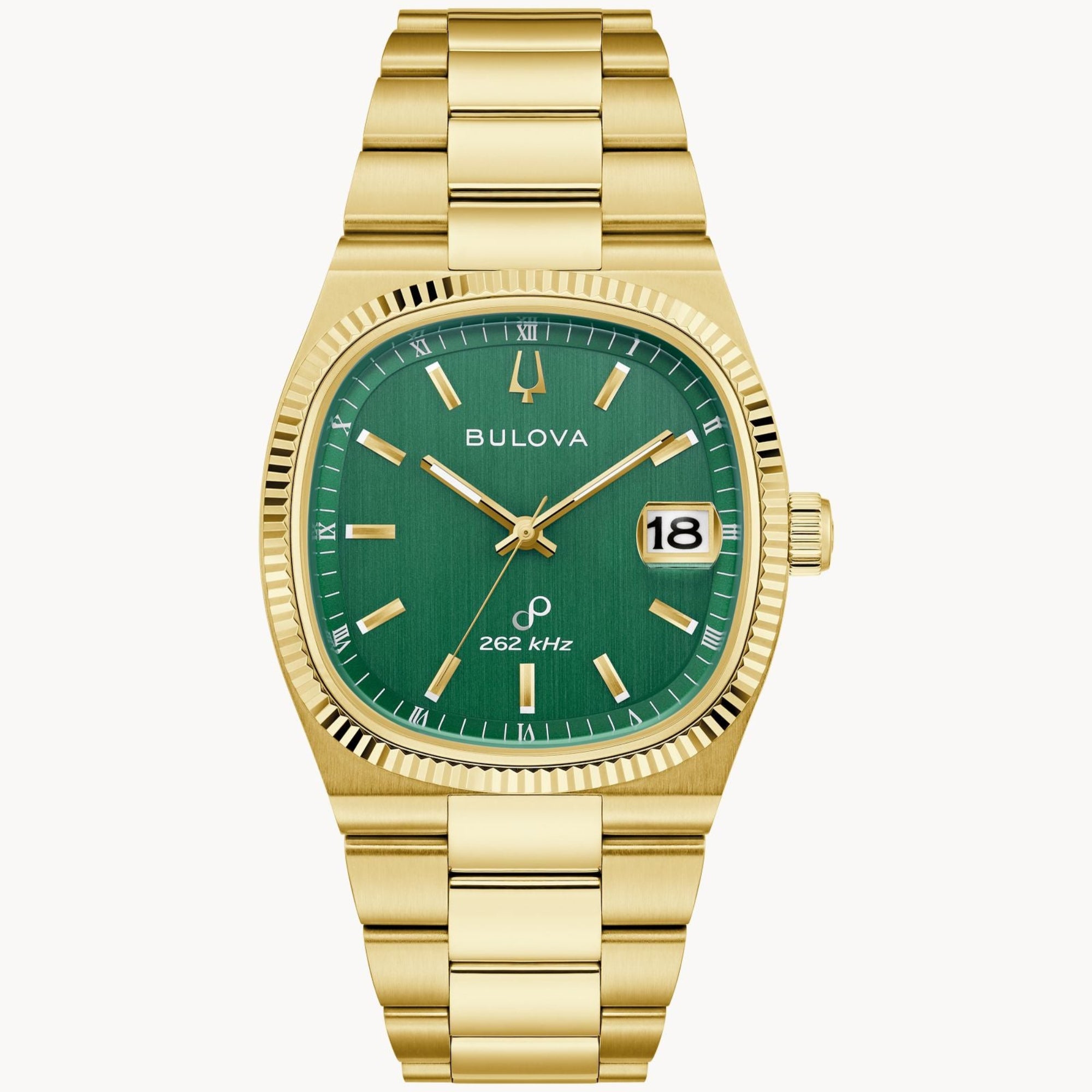 Bulova Green Dial Stainless Steel Bracelet Super Seville 97B237 - Bijoux Eclore