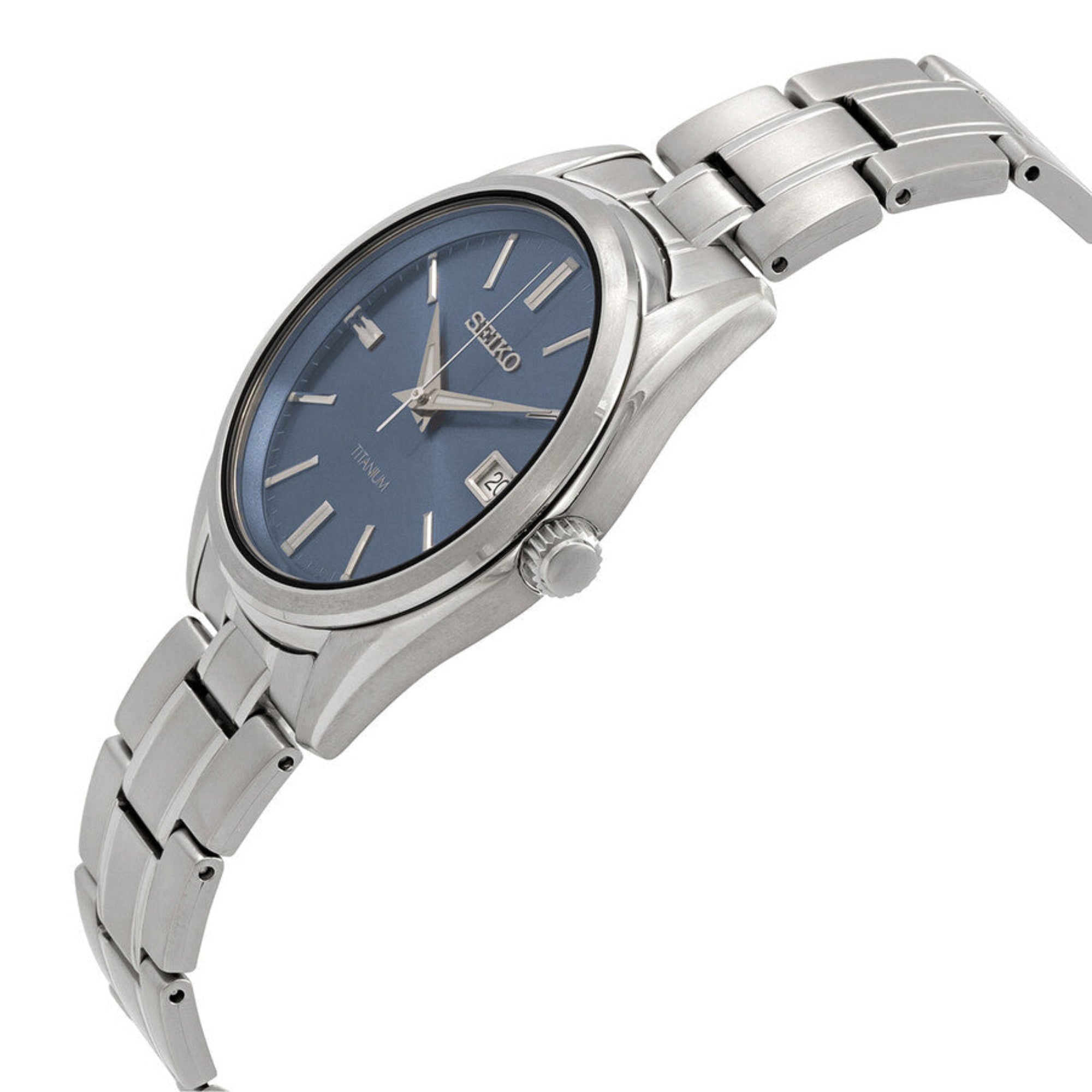 Seiko SUR371P1 Titanium Blue Dial Bracelet Watch - Bijoux Eclore