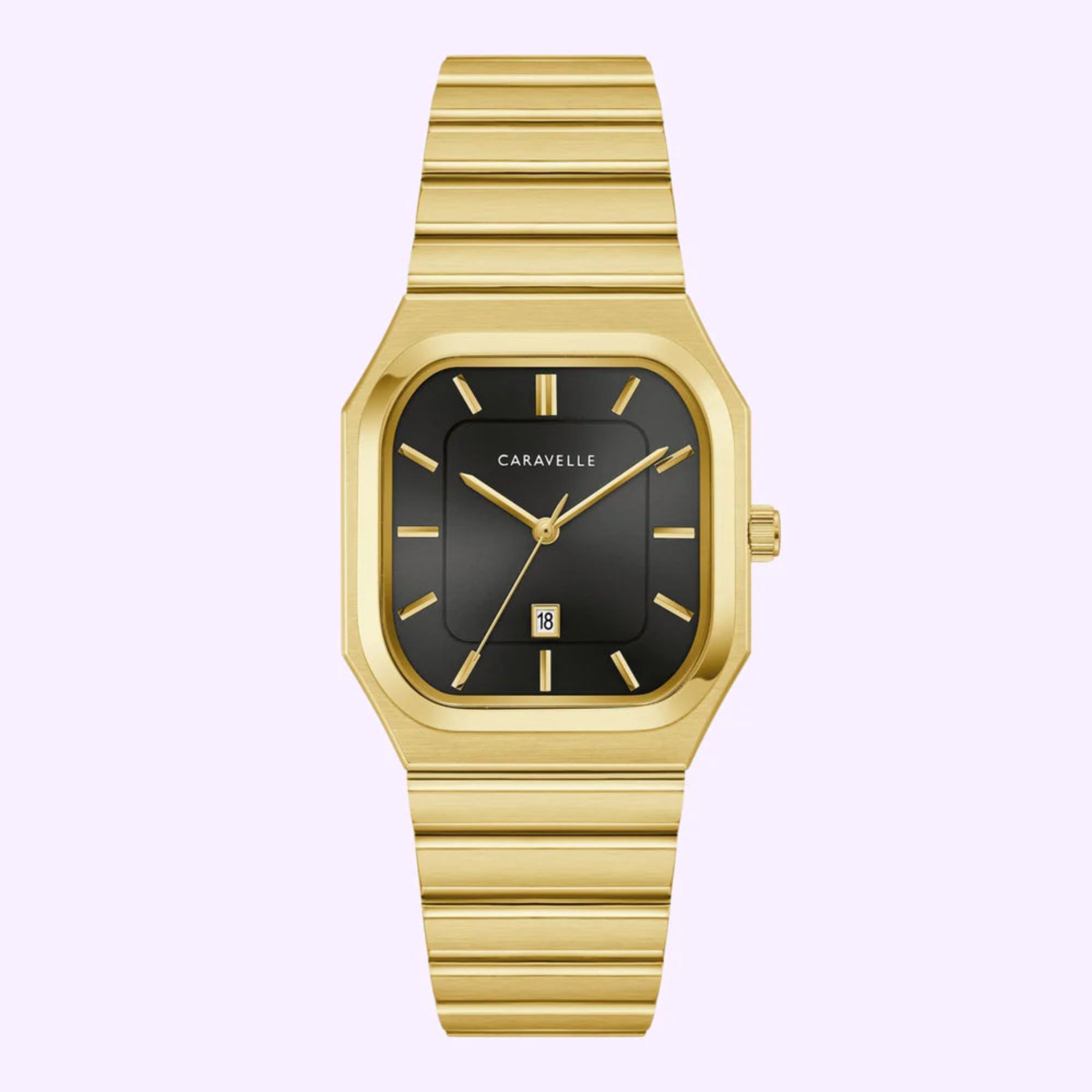 Caravelle by Bulova Vintage Dress Black Dial Gold-Tone Stainless Steel Watch 44B131 - Bijoux Eclore