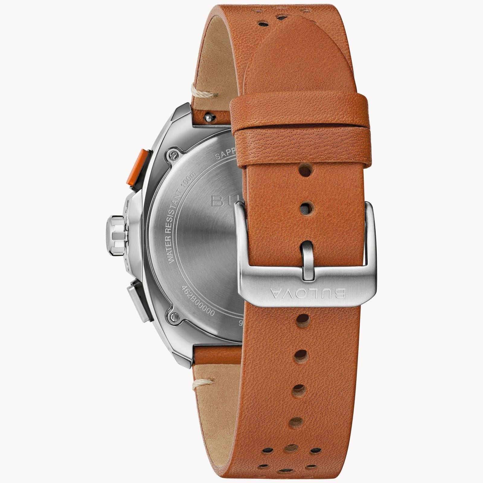 Bulova Black Dial Leather Strap Racer Chronograph Watch 98B427