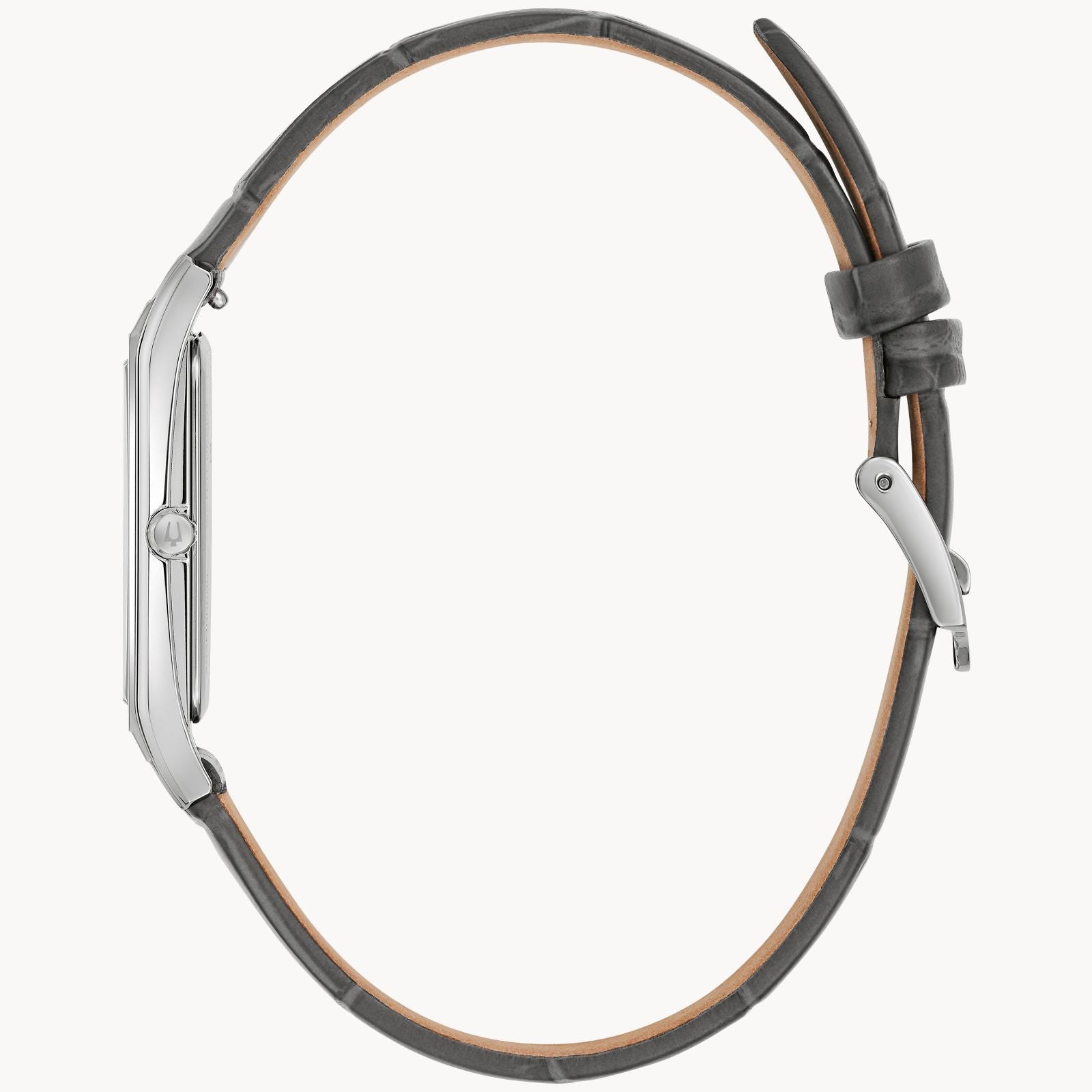 Bulova Classic Quartz Grey Dial Leather Strap Watch 96B443