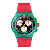 Swatch Neon Emerald Chrono SUSG409 Retro 80s Inspired Chronograph Watch 42mm - Bijoux Eclore