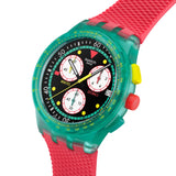 Swatch Neon Emerald Chrono SUSG409 Retro 80s Inspired Chronograph Watch 42mm - Bijoux Eclore