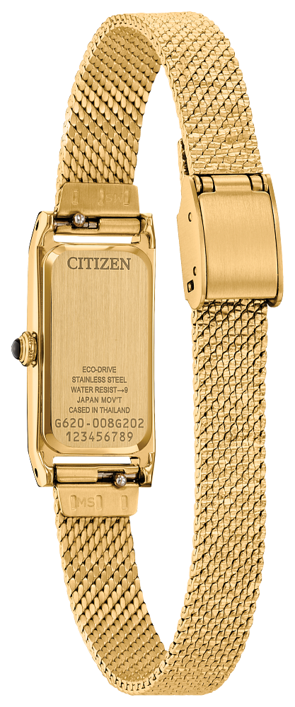 Citizen Eco-Drive Ladies Rectangular Black Dial Watch EG7128-59E - Bijoux Eclore