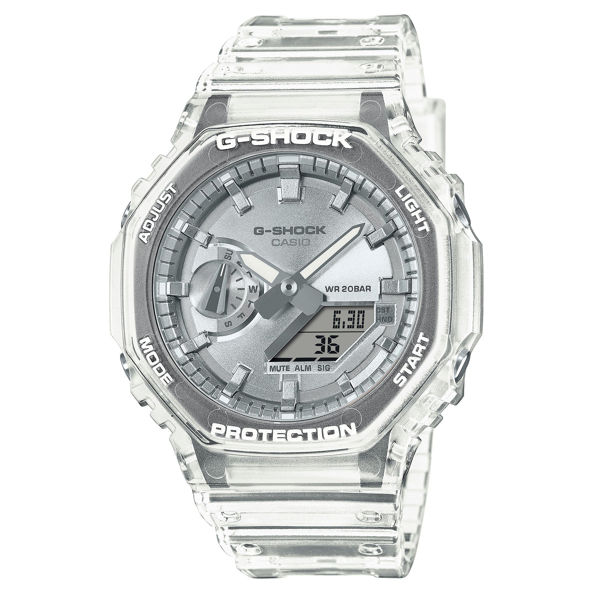 Casio GA2100BM-7A8 G-Shock 2100 Series Analog Digital Silver Dial Resin Watch - Bijoux Eclore