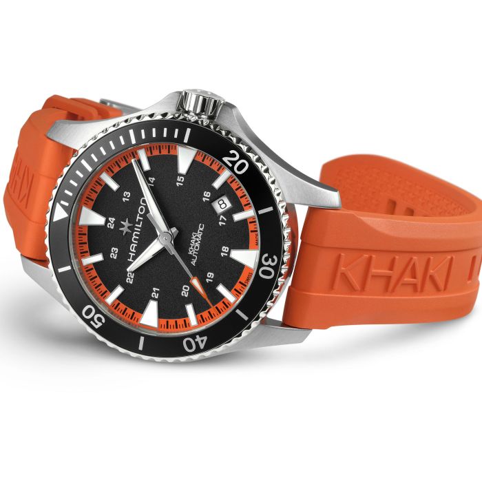 Hamilton Dress the Khaki Navy Scuba Auto in Summer Orange H82395331