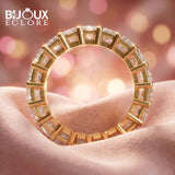 Luxury Full Eternity Diamond Ring in Yellow Gold with Emerald Cut Center Stones - Bijoux Eclore