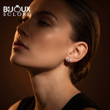 Raised Round Diamond Earrings with Accent Diamond Gallery - Bijoux Eclore
