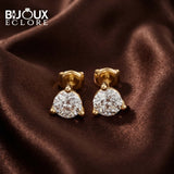 Raised Round Diamond Earrings with Accent Diamond Gallery - Bijoux Eclore