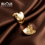 Timeless Gold Heart Stud Earrings with Soft Dome Design - Bijoux Eclore