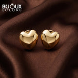Timeless Gold Heart Stud Earrings with Soft Dome Design - Bijoux Eclore