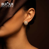 Premium Yellow Gold Heart Earrings with Sparkling Diamond Cluster Setting - Bijoux Eclore