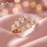 Graduated Pear Diamond Band in Warm Yellow Gold - Bijoux Eclore