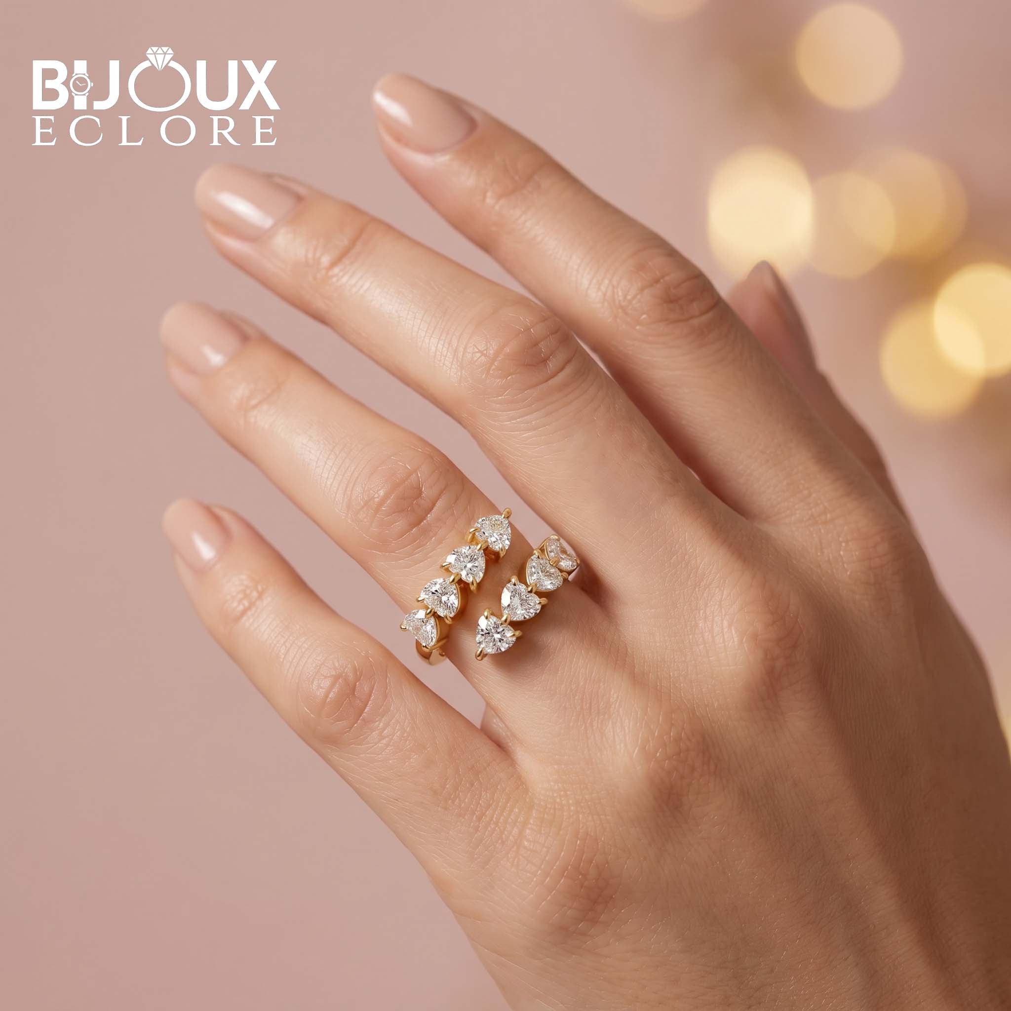 Graduated Pear Diamond Band in Warm Yellow Gold - Bijoux Eclore