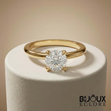 Classic Gold Solitaire Engagement Ring for Women with Round Brilliant Center Stone and Timeless Minimal Design - Bijoux Eclore