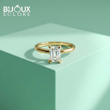 Elegant Rectangular Diamond Ring with Simple Gold Setting - Bijoux Eclore