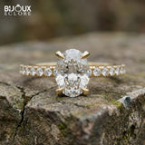 Exquisite Oval-Cut Diamond Engagement Ring with a Delicate Gold Band - Bijoux Eclore