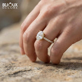 Exquisite Oval-Cut Diamond Engagement Ring with a Delicate Gold Band - Bijoux Eclore