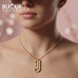 Elegant Yellow Gold Letter J Necklace with Sparkling Round Diamond Accents - Bijoux Eclore