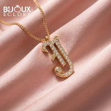 Elegant Yellow Gold Letter J Necklace with Sparkling Round Diamond Accents - Bijoux Eclore