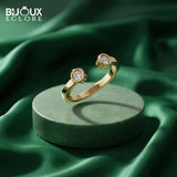 Luxury Twin Solitaire Diamond Open-End Ring with Sleek Gold Band Design - Bijoux Eclore
